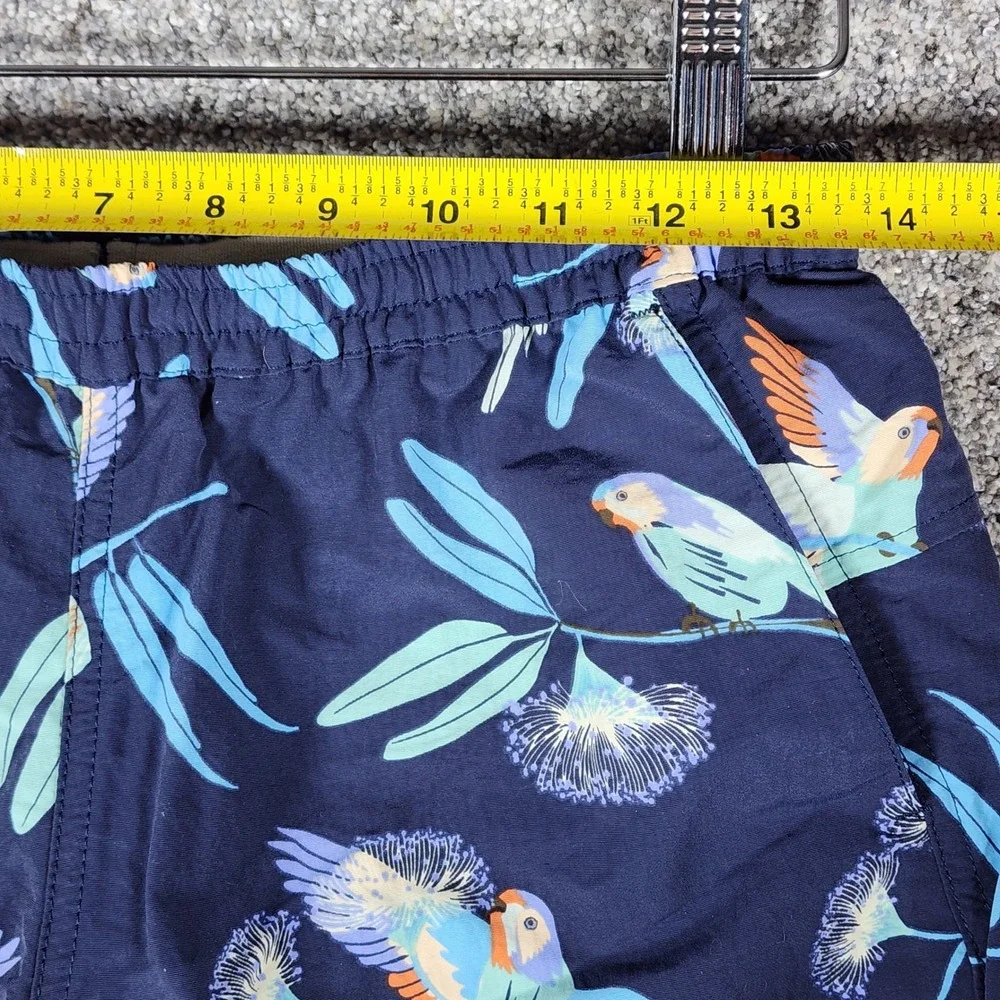 Patagonia Baggies Lights Mens Small Navy Parrot Print Recycled Nylon Excellent